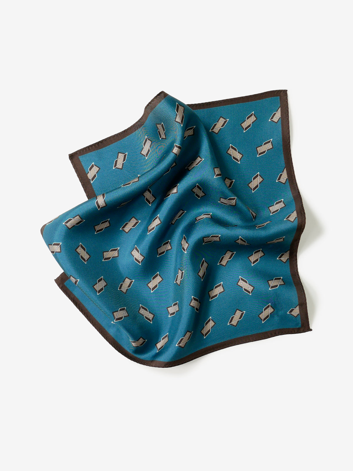 Classico Seta|Rectangle Print Silk Pocket Square|ターコイズグリーン