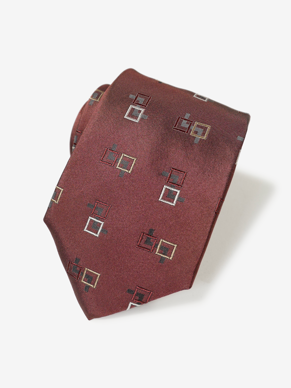 Classico Seta|Double Square Neat Tie|ボルドー