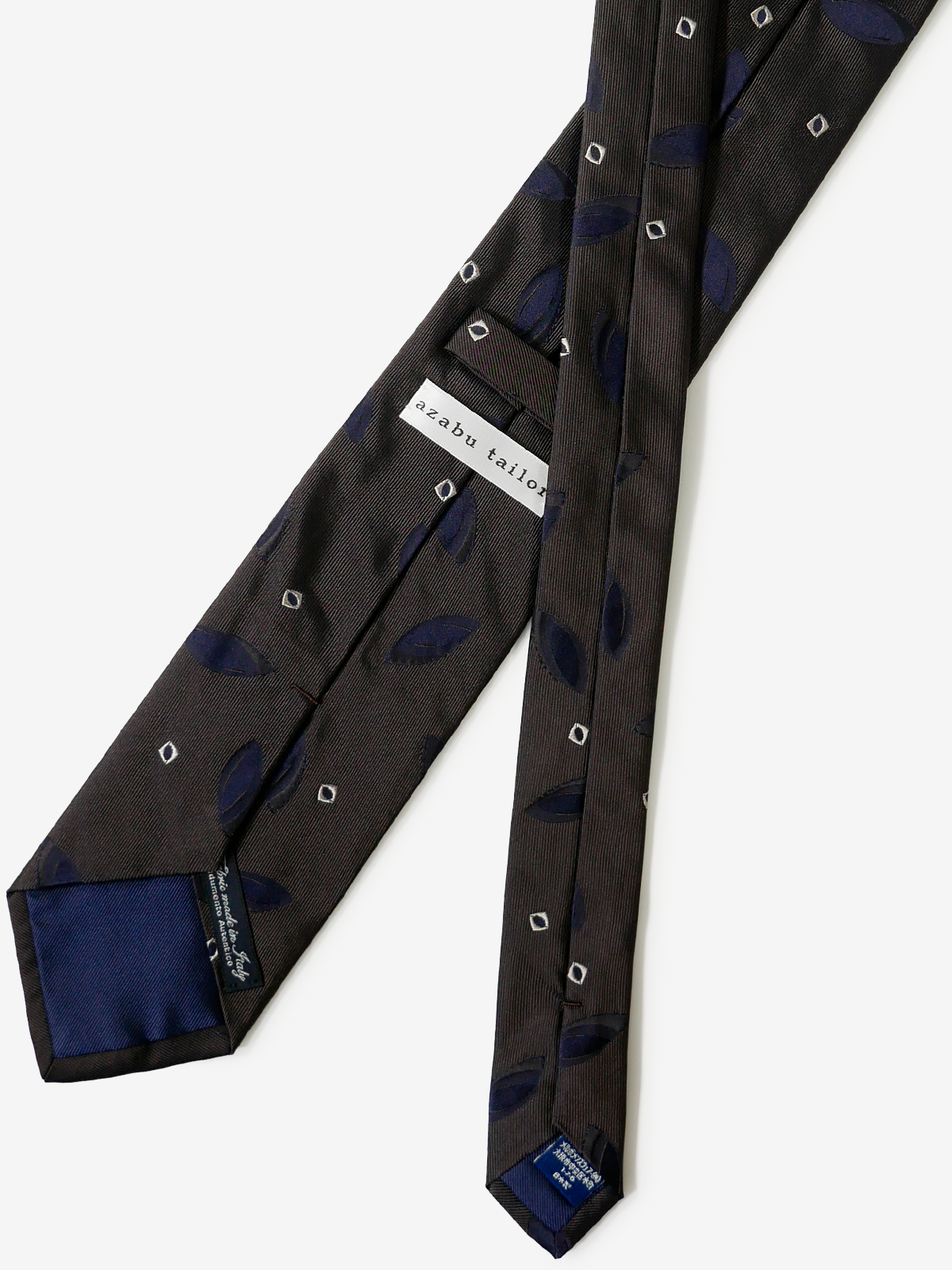 Classico Seta|Leaf Patterned Neat Tie|ブラウン
