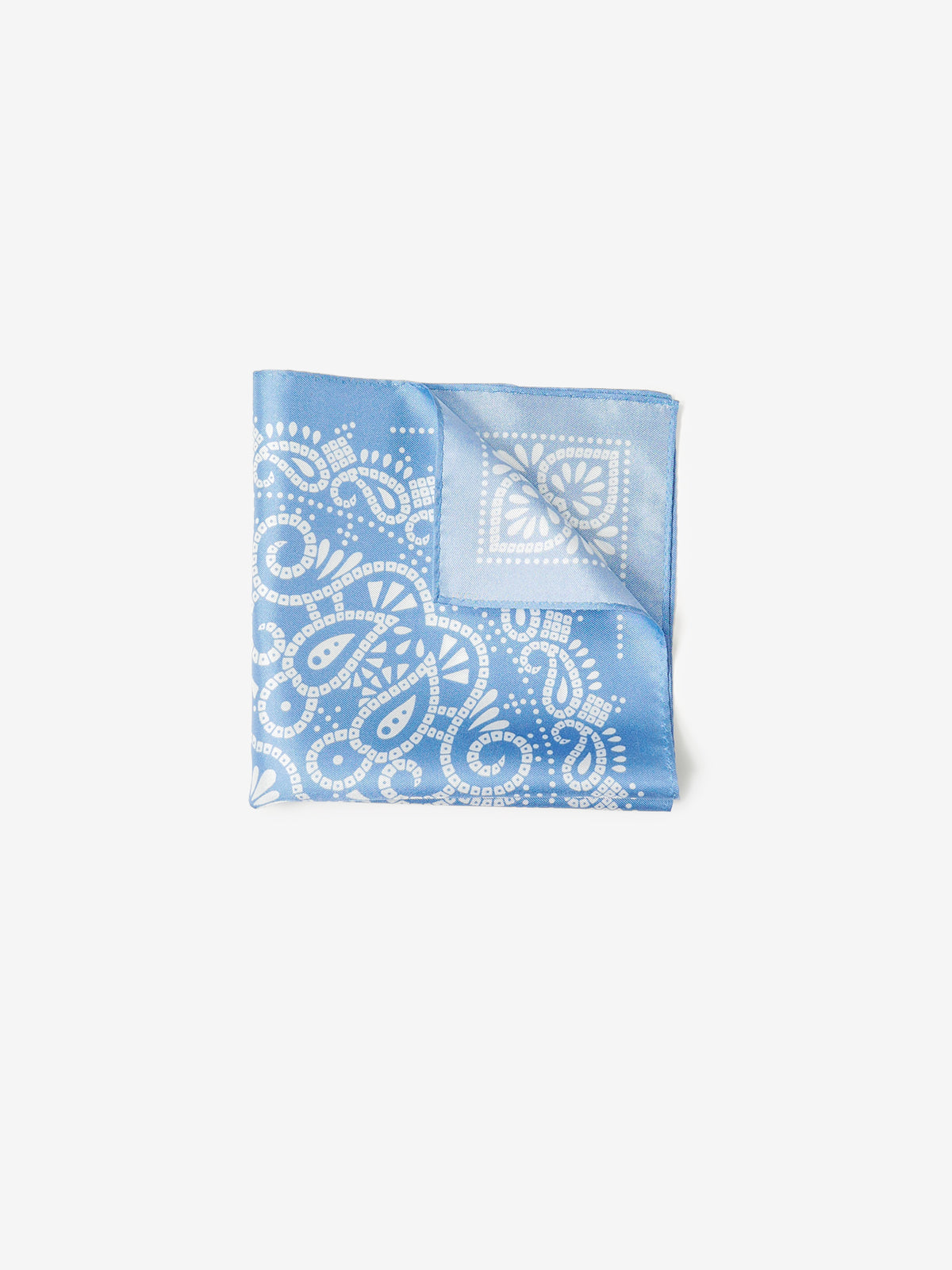 Classico Seta|Paisley Print Silk Pocket Square|サックスブルー