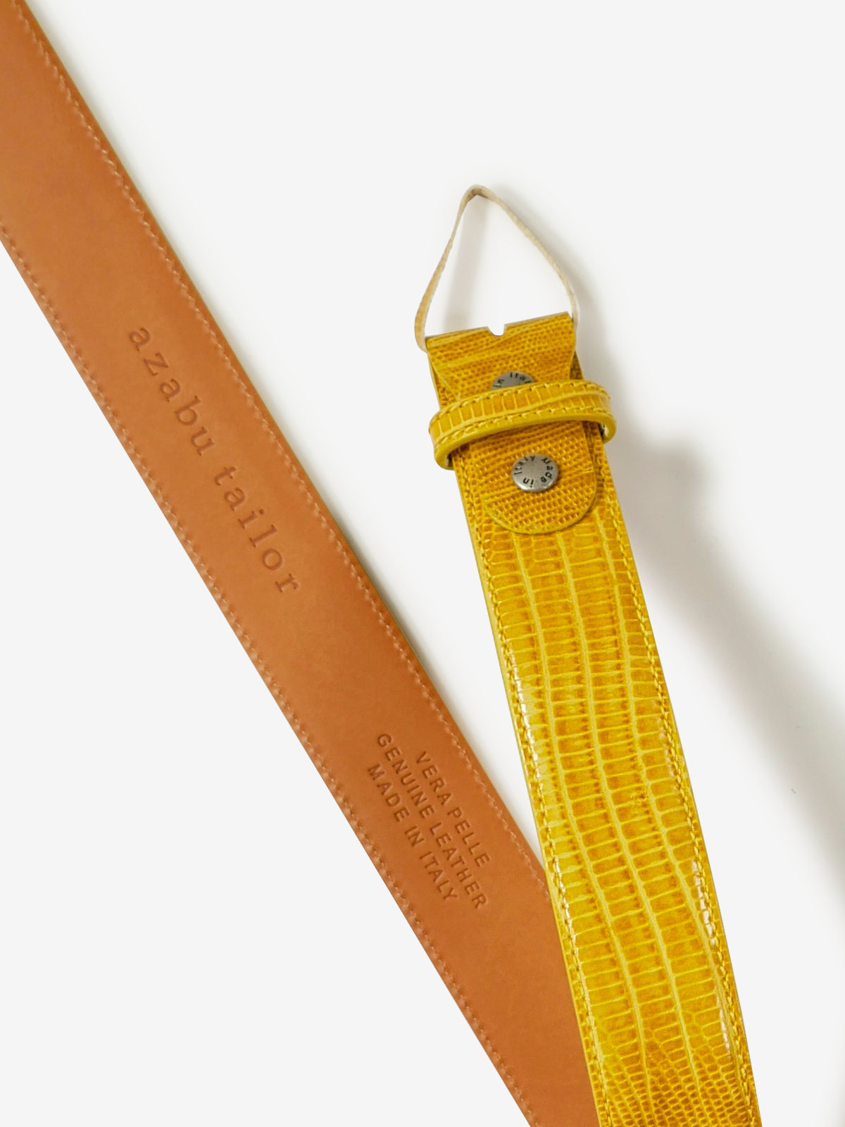 Crocodile Embossed Leather Belt|イエロー