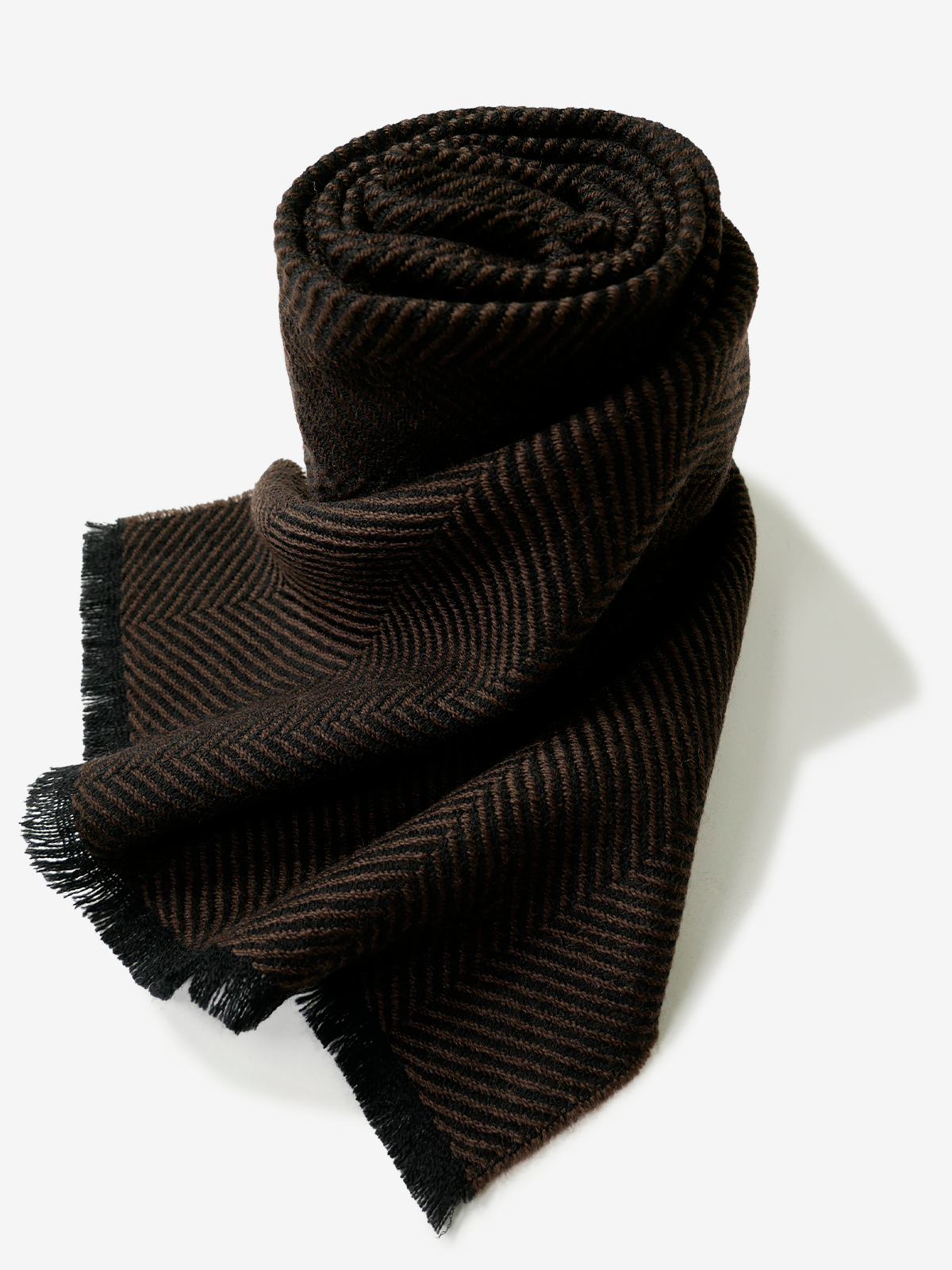 Pinto|Herringbone Wool Scarf|ブラウン