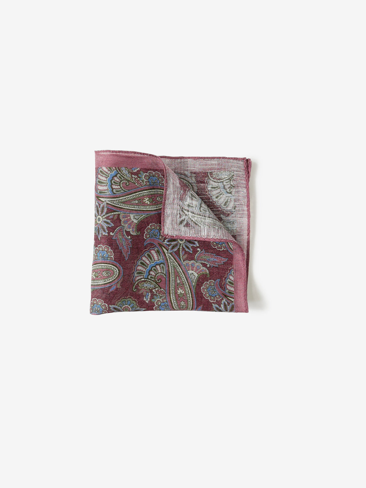 Paisley Print Pocket Square|ボルドー