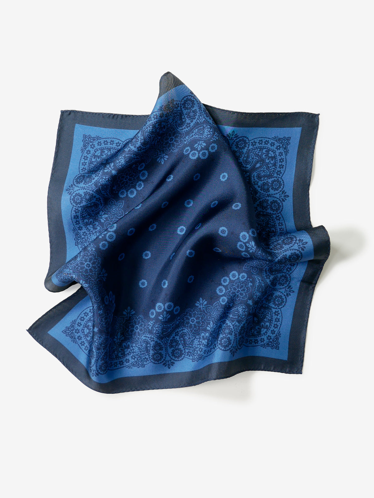 Classico Seta|Paisley Print Silk Pocket Square|ブルー
