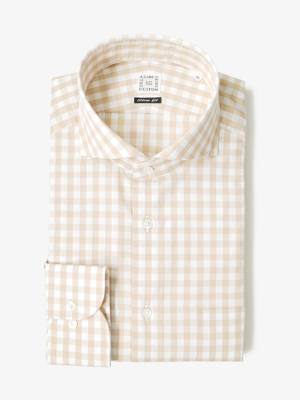 Checked Slim Fit Shirt|ベージュ