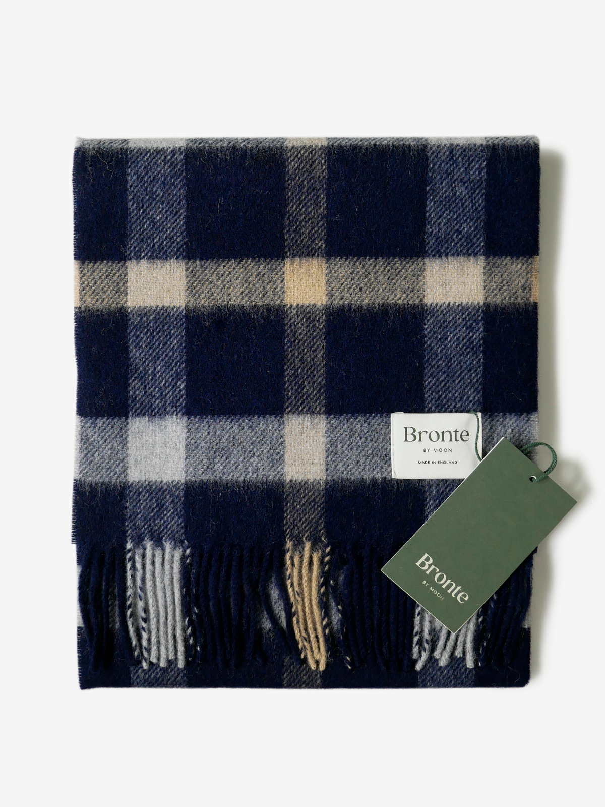 MOON|Cheked Wool Scarf|ネイビー