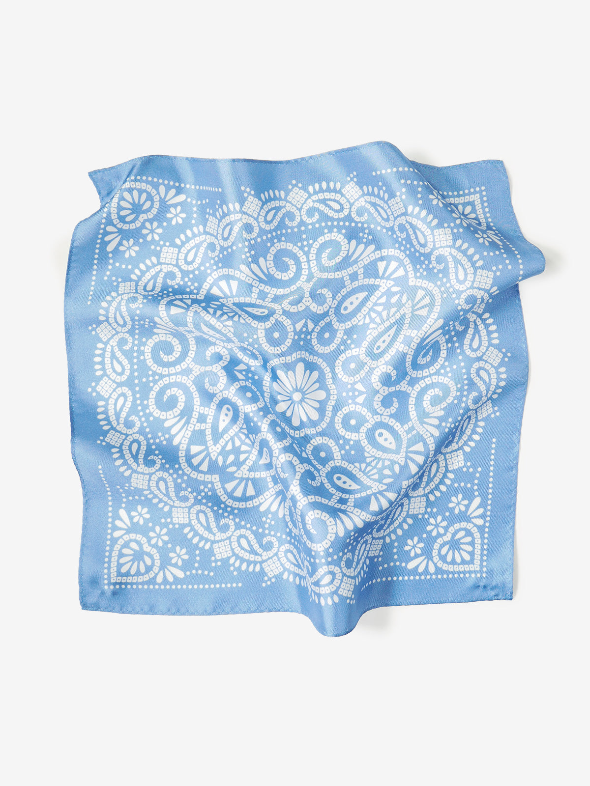 Classico Seta|Paisley Print Silk Pocket Square|サックスブルー