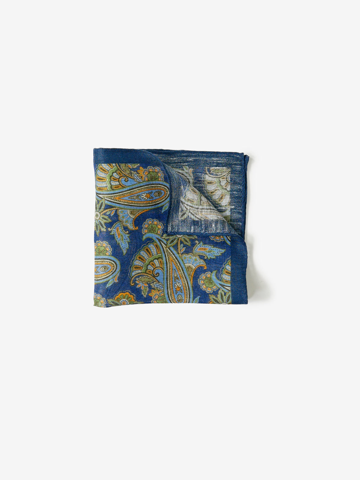 Paisley Print Pocket Square|ブルー