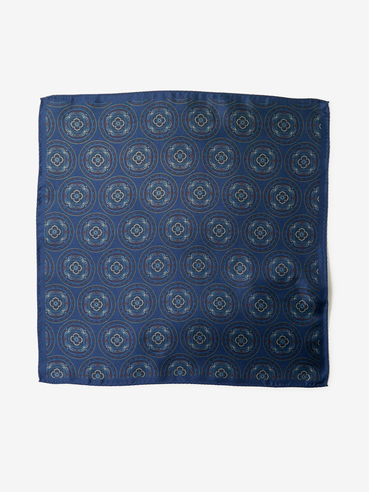 Classico Seta|Medallion Print Silk Pocket Square|ネイビー