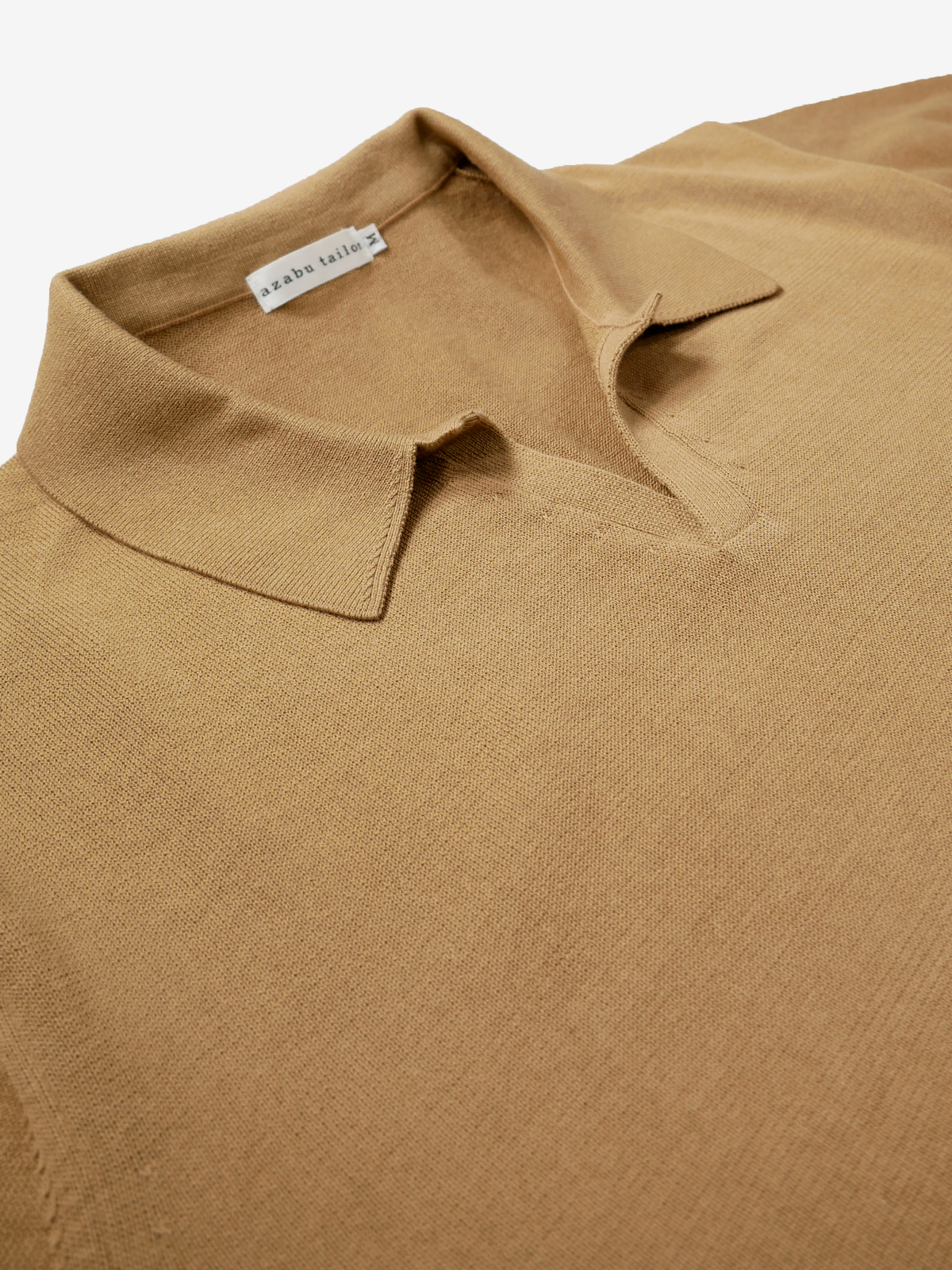 Cotton Skipper Collar Polo Shirt|ブラウン