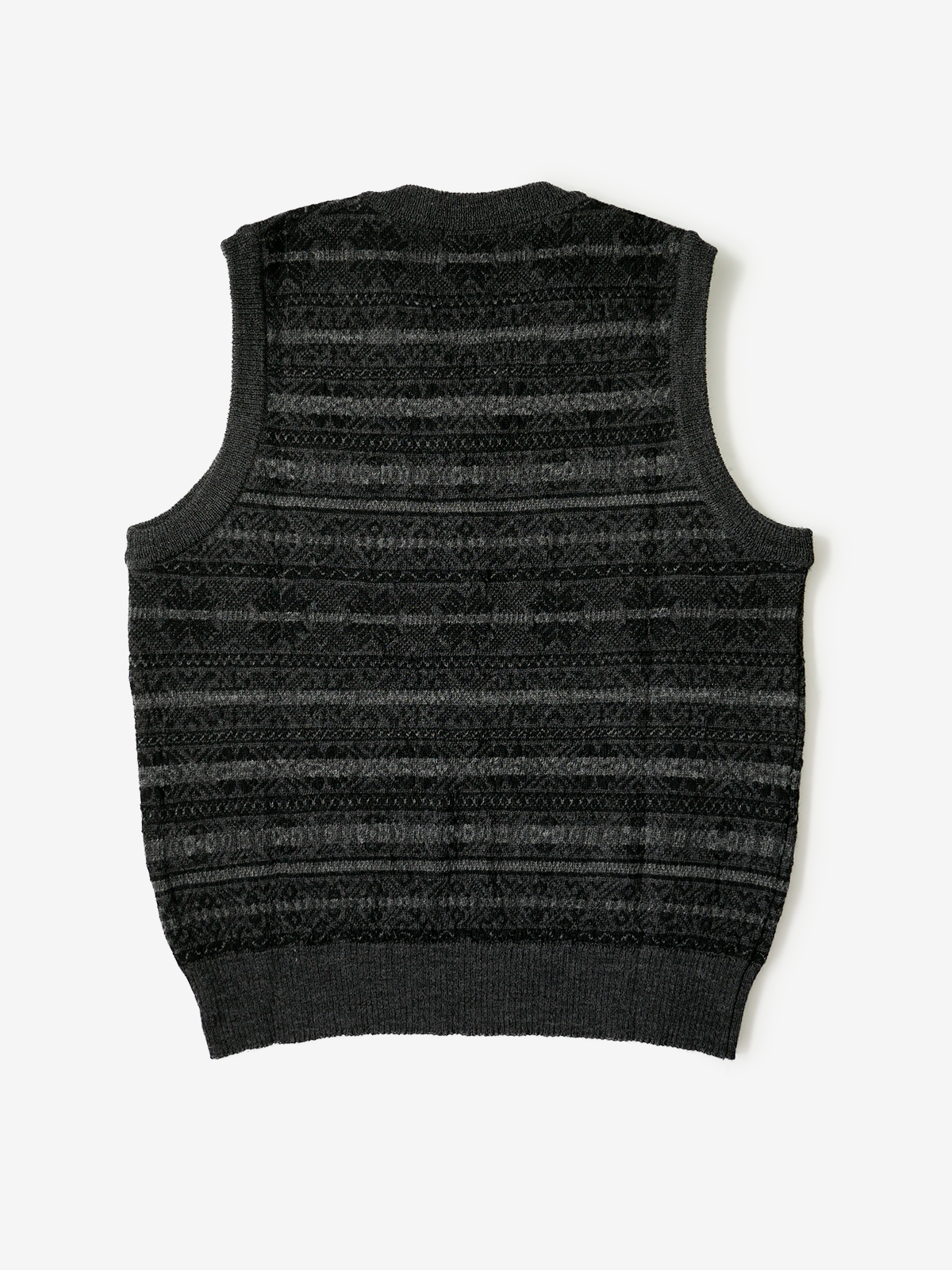 Fair Isle Wool Sweater Vest|チャコールグレー