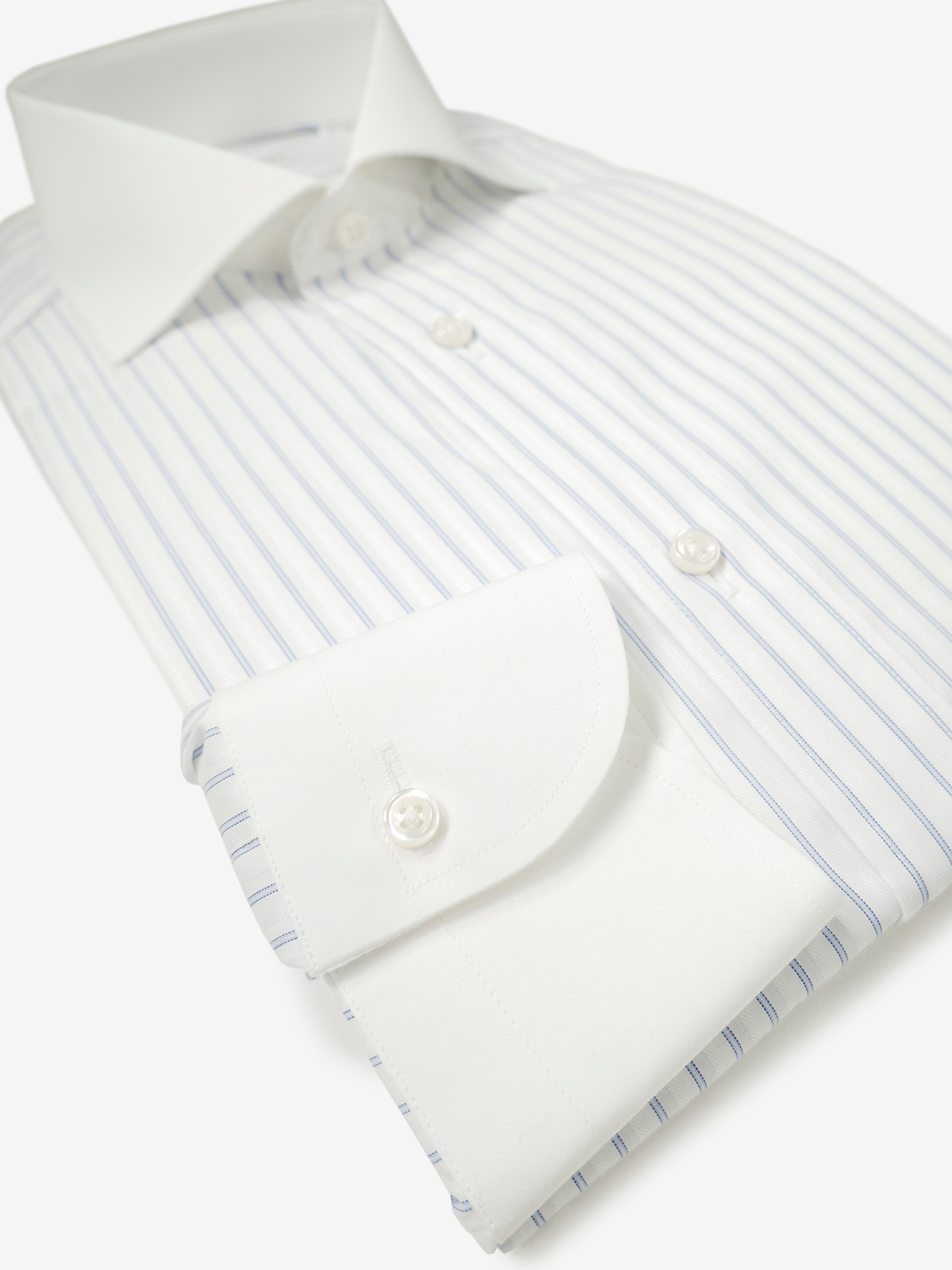 Striped Shirt With White Collar |ネイビー