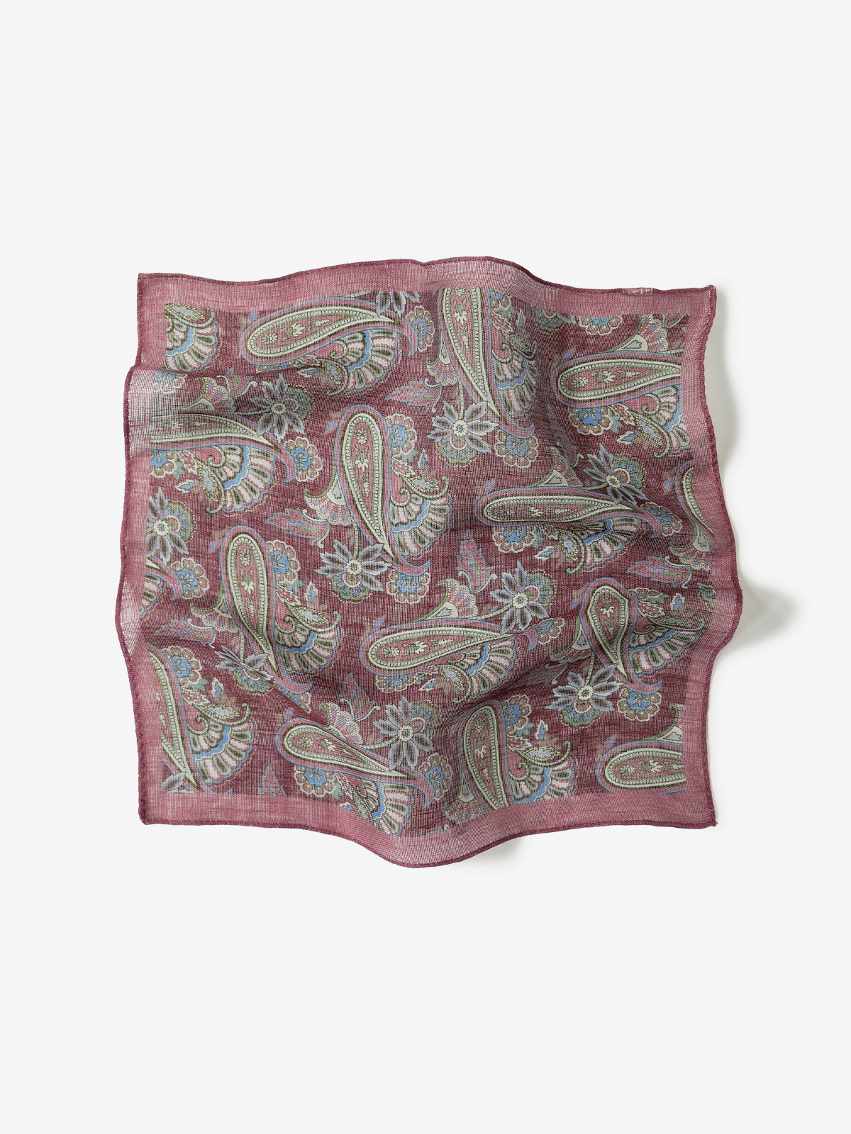 Paisley Print Pocket Square|ボルドー