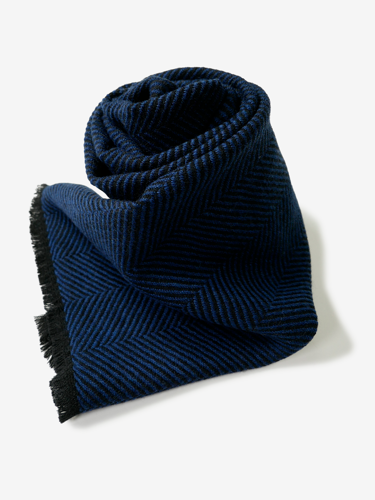Pinto|Herringbone Wool Scarf|ブルー