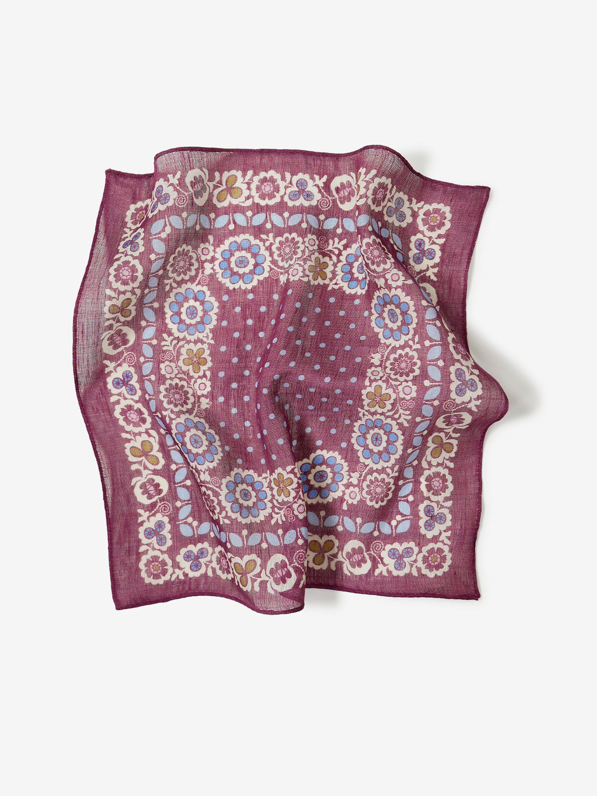 Floral Print Pocket Square|ボルドー