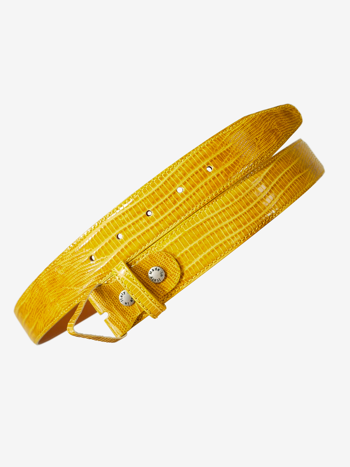 Crocodile Embossed Leather Belt|イエロー