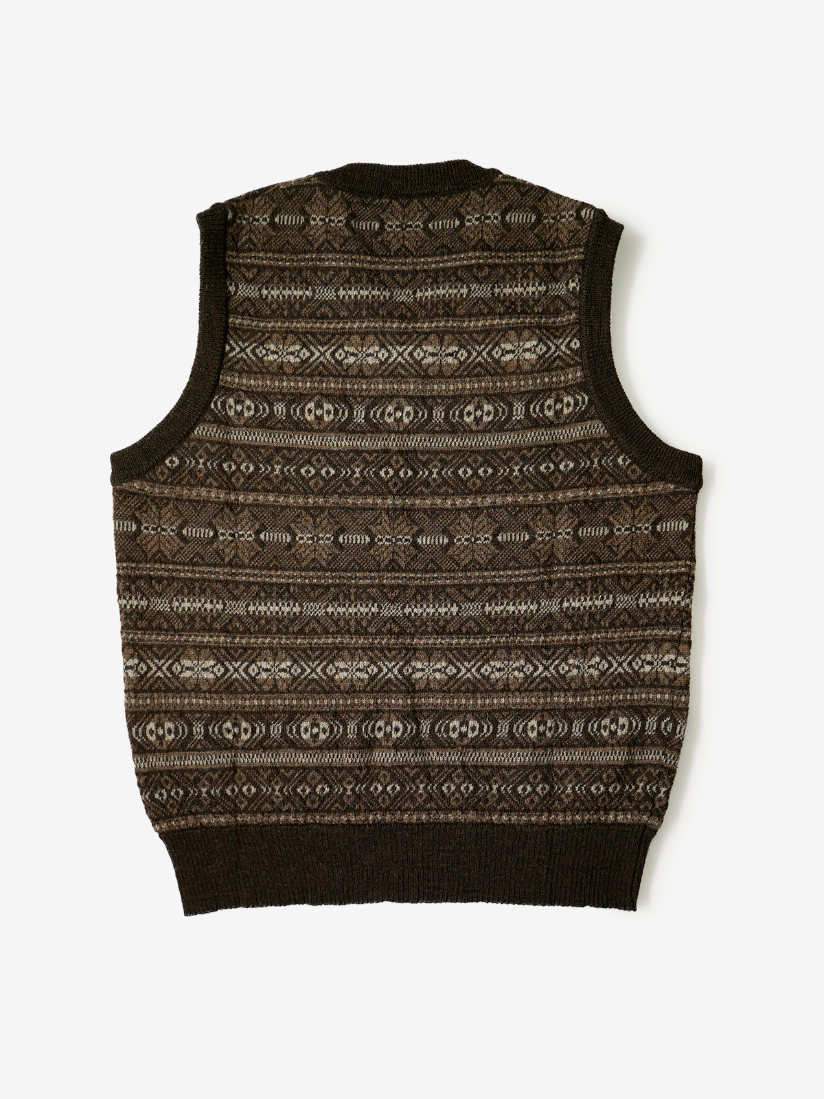 Fair Isle Wool Sweater Vest|ブラウン