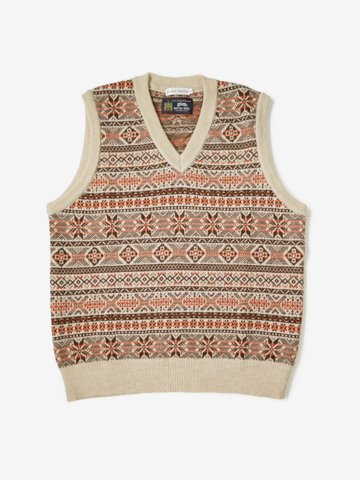 Fair Isle Wool Sweater Vest|ブラウン