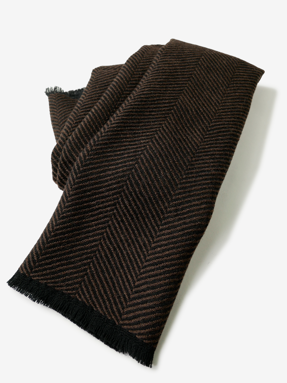 Pinto|Herringbone Wool Scarf|ブラウン