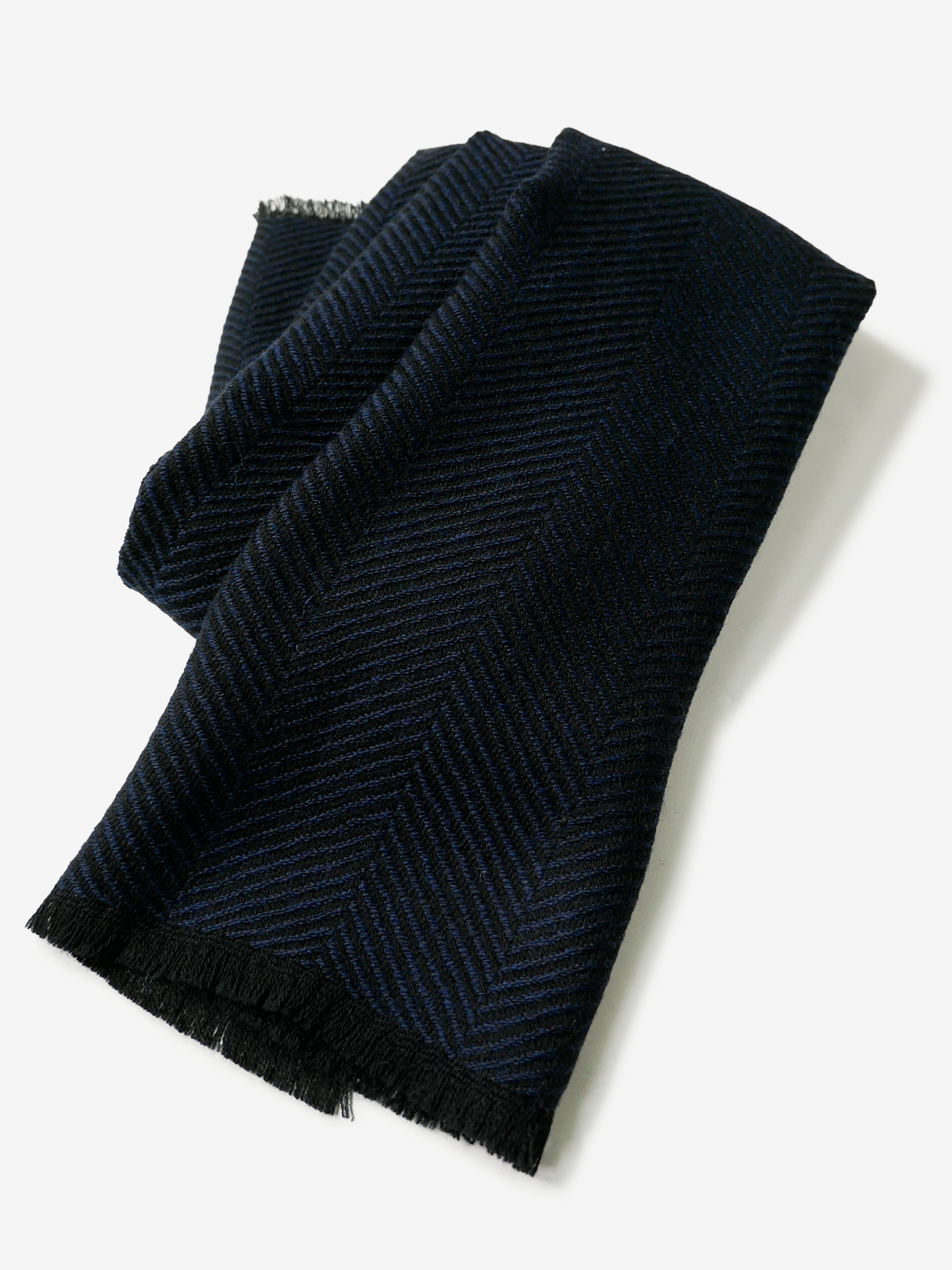 Pinto|Herringbone Wool Scarf|ネイビー
