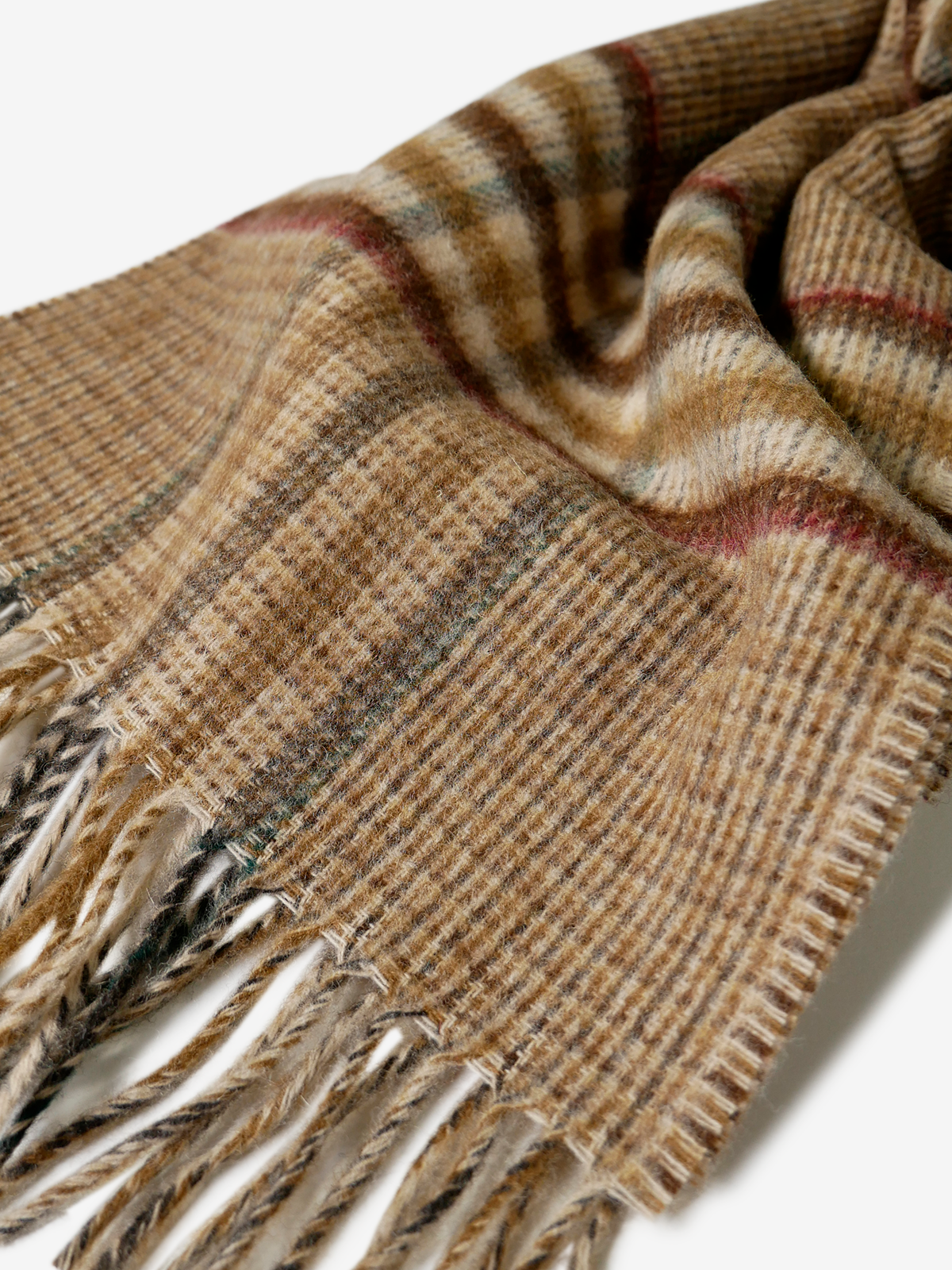 MOON|Cheked Wool Scarf|ブラウン