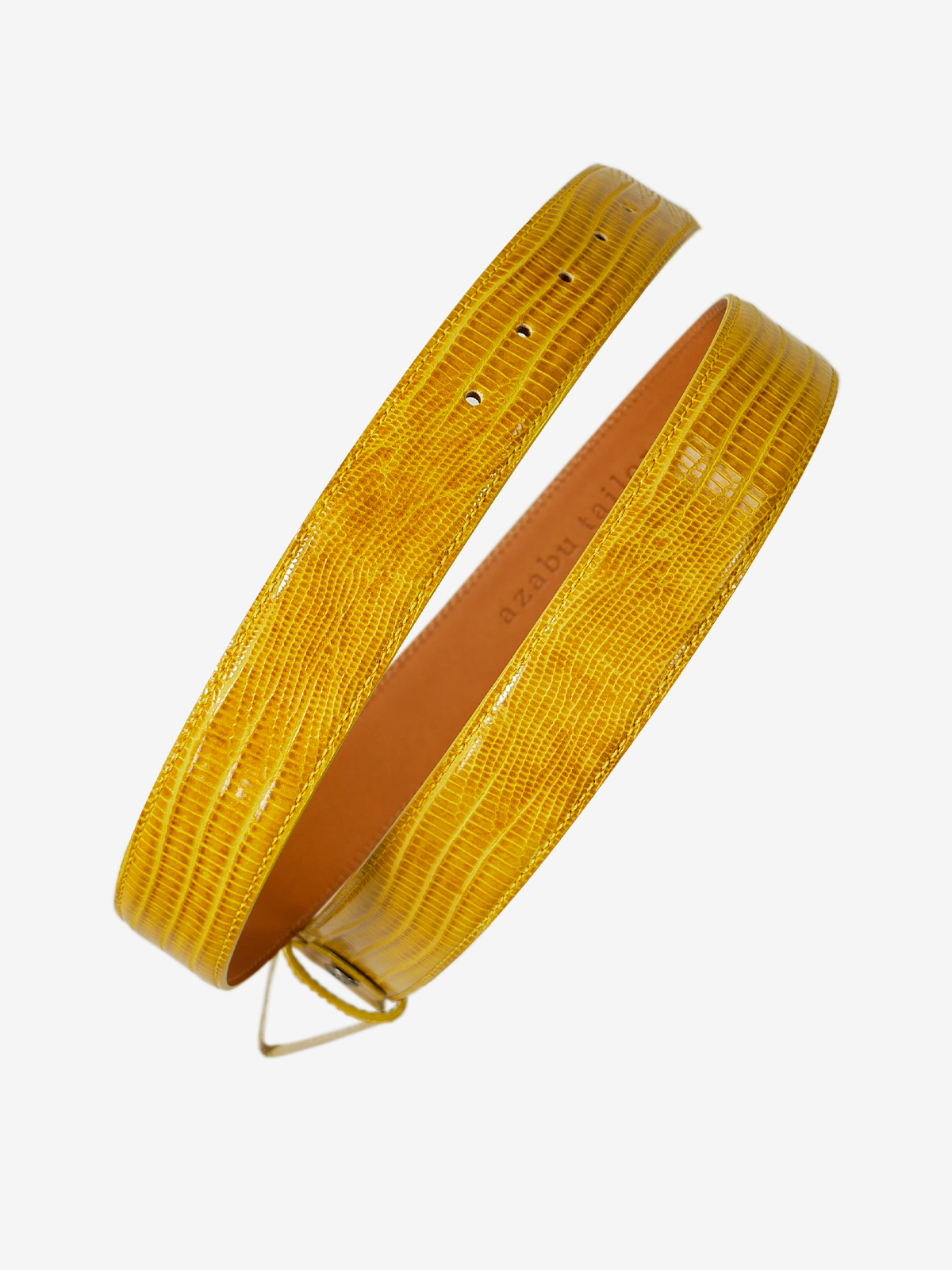 Crocodile Embossed Leather Belt|イエロー