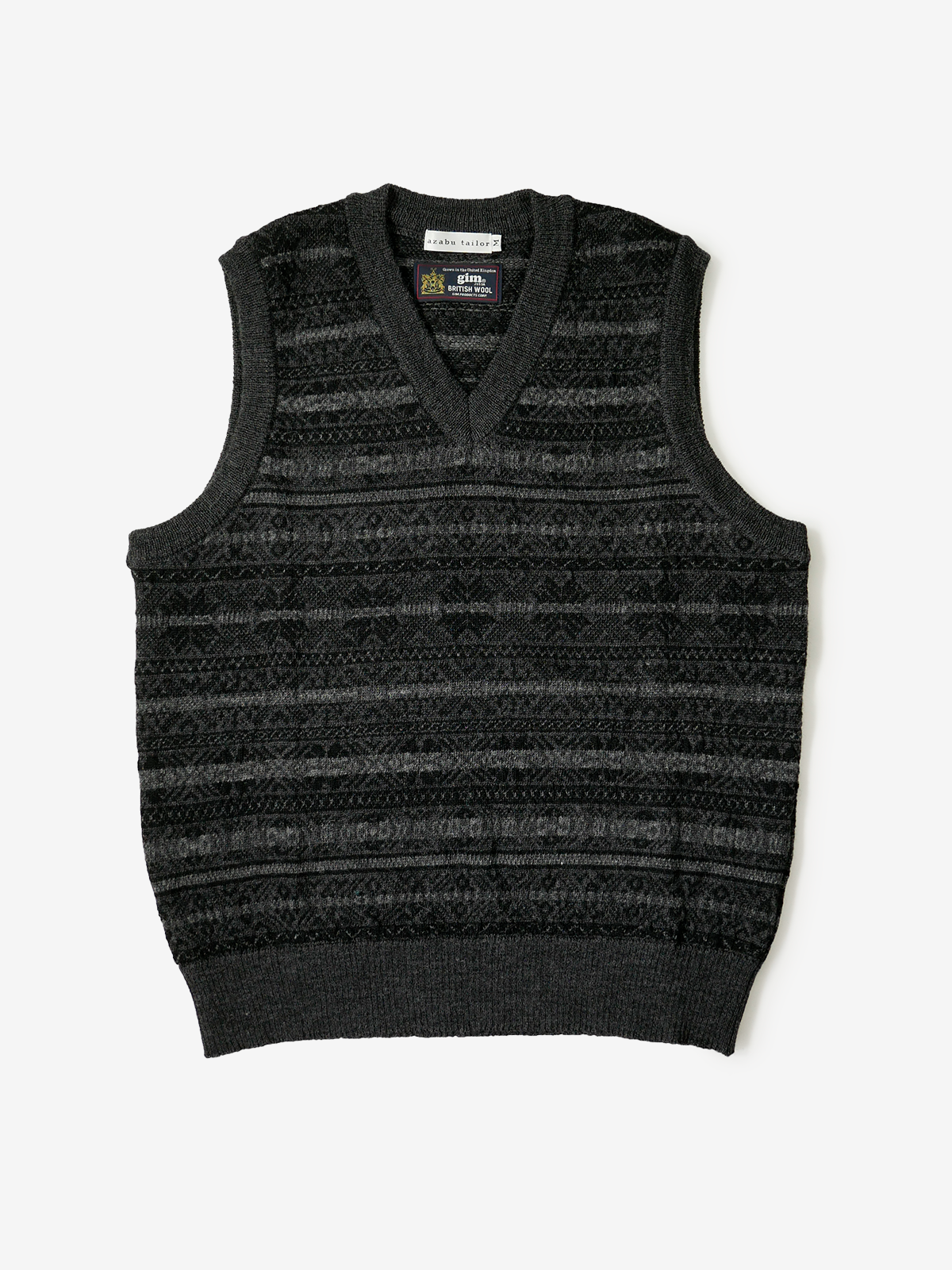 Fair Isle Wool Sweater Vest|チャコールグレー