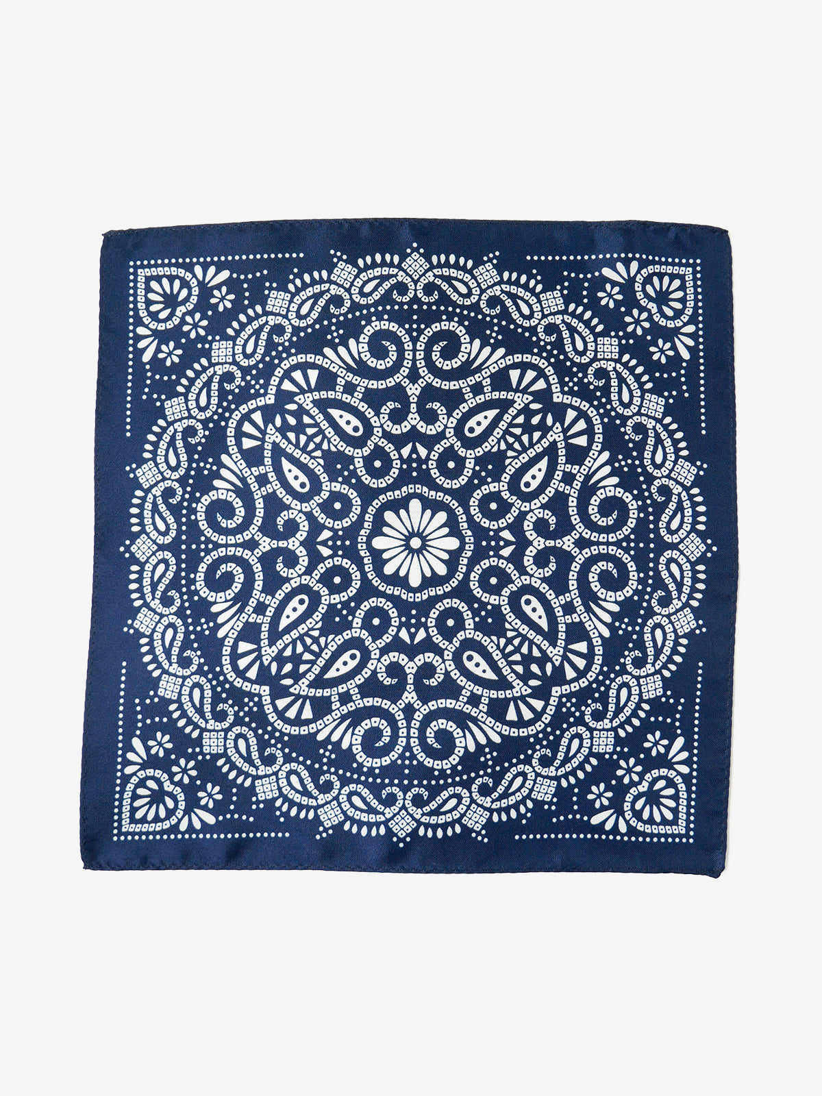 Classico Seta|Paisley Print Silk Pocket Square|ネイビー