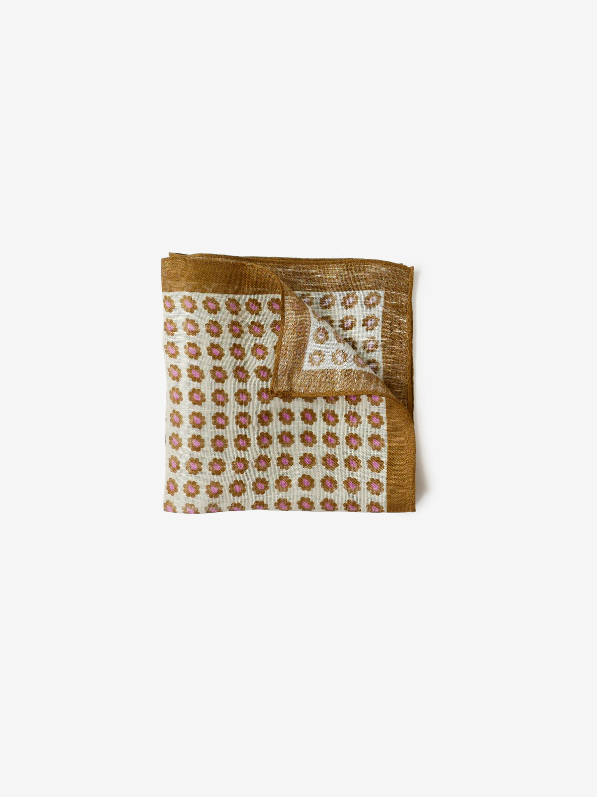 Flower Dots Pocket Square|キャメル