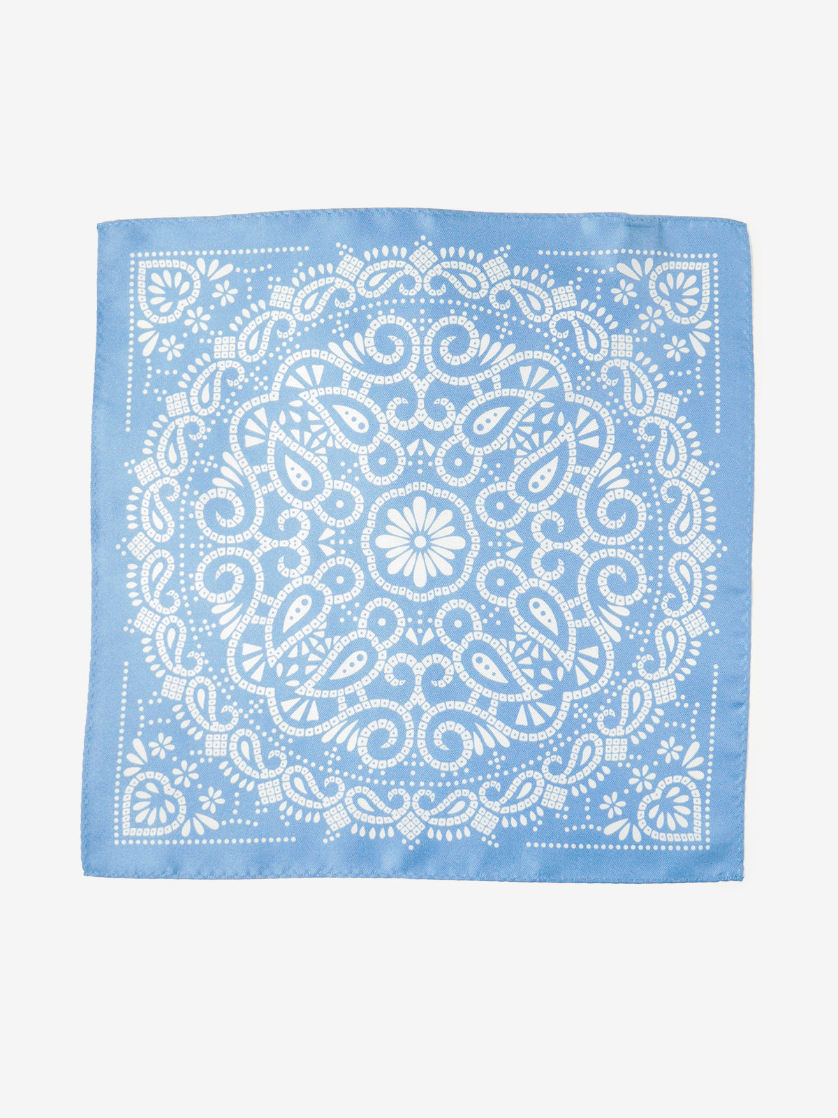 Classico Seta|Paisley Print Silk Pocket Square|サックスブルー