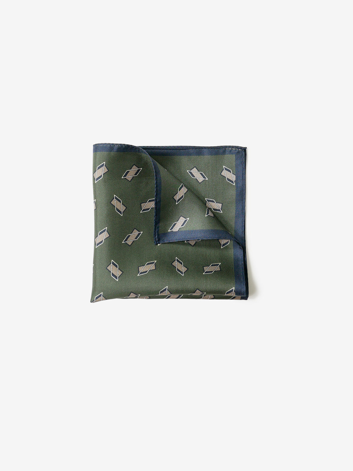 Classico Seta|Rectangle Print Silk Pocket Square|グリーン