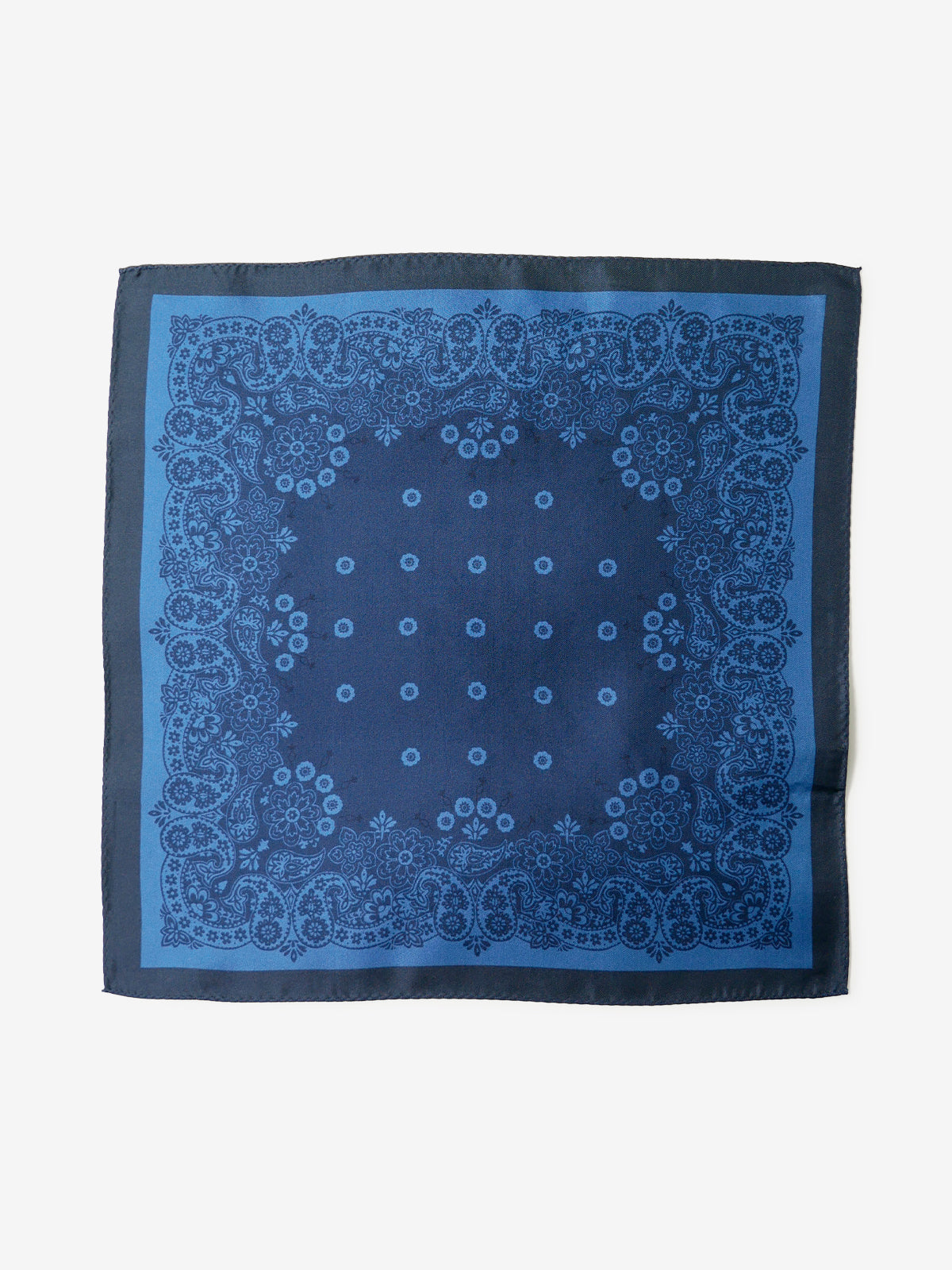 Classico Seta|Paisley Print Silk Pocket Square|ブルー