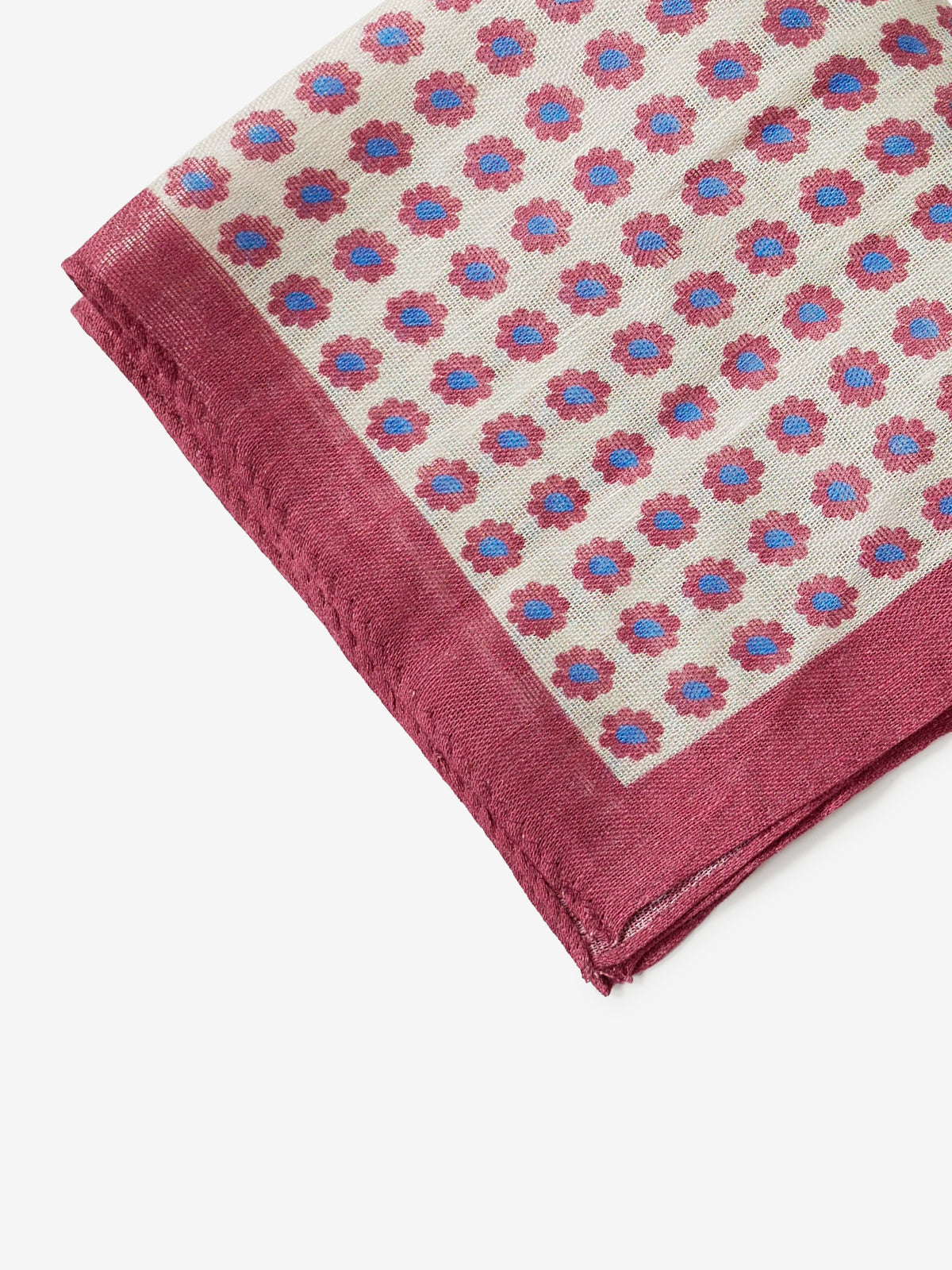 Flower Dots Pocket Square|ボルドー