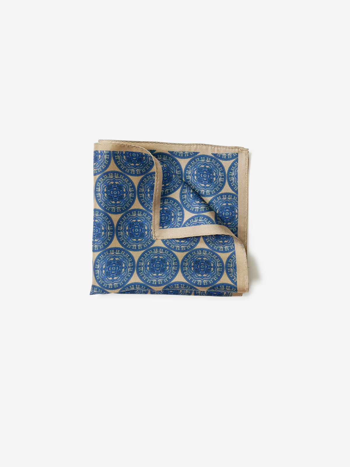 Classico Seta|Medallion Print Silk Pocket Square|ベージュ