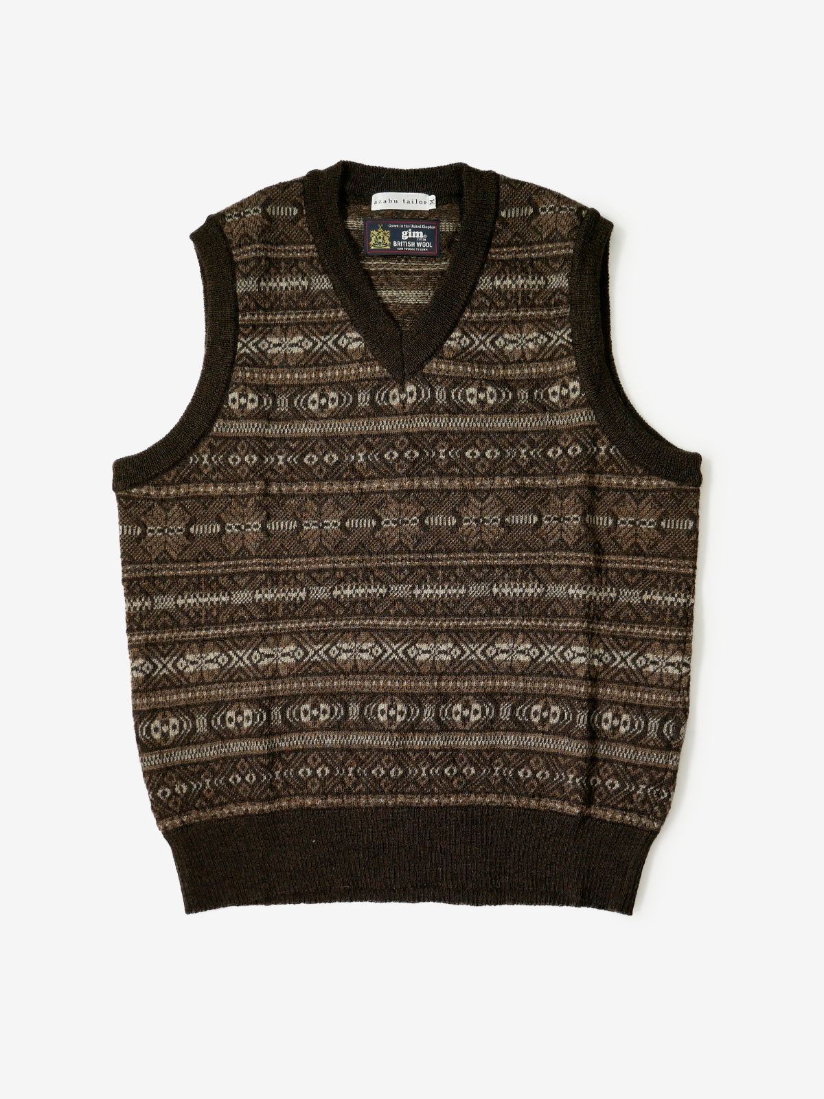Fair Isle Wool Sweater Vest|ブラウン