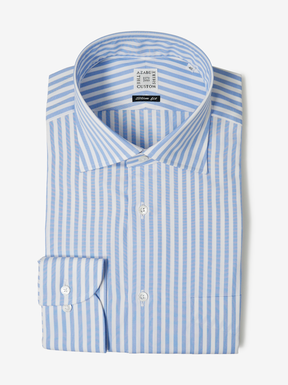Striped Slim Fit Shirt|サックス