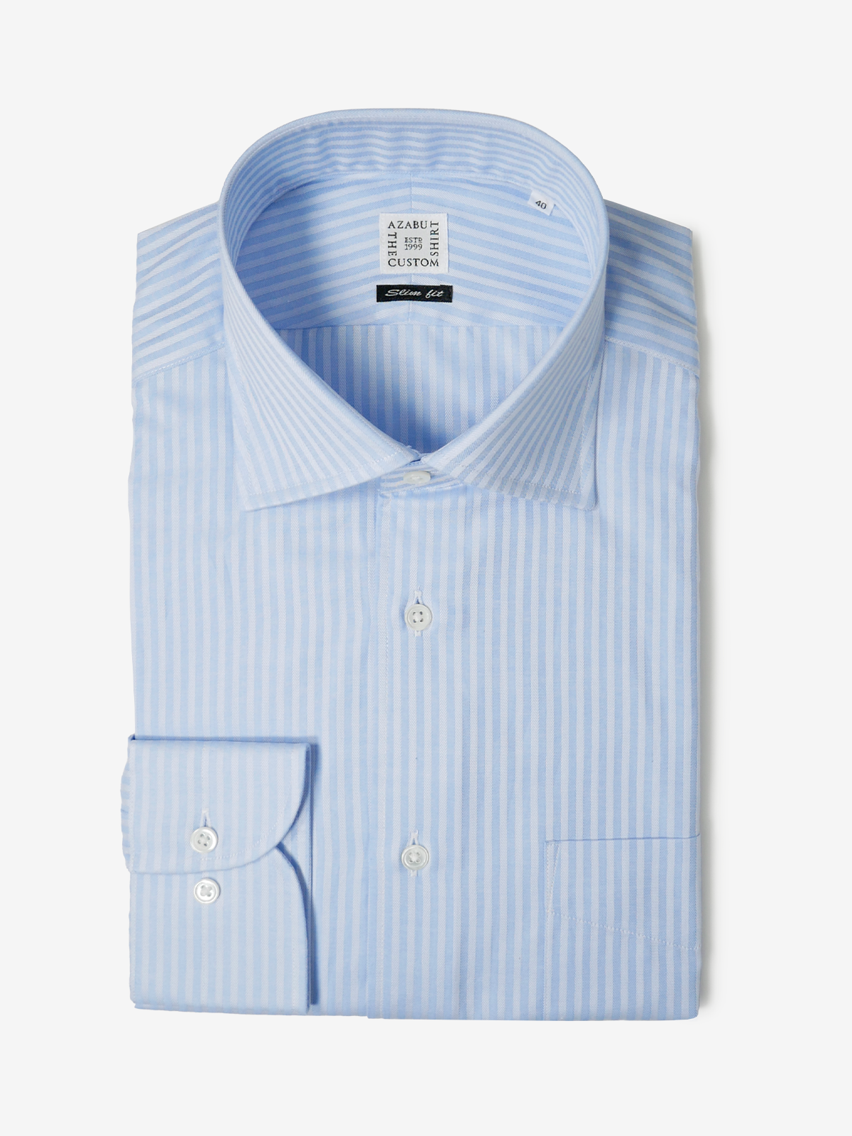 Striped Slim Fit Shirt|サックス