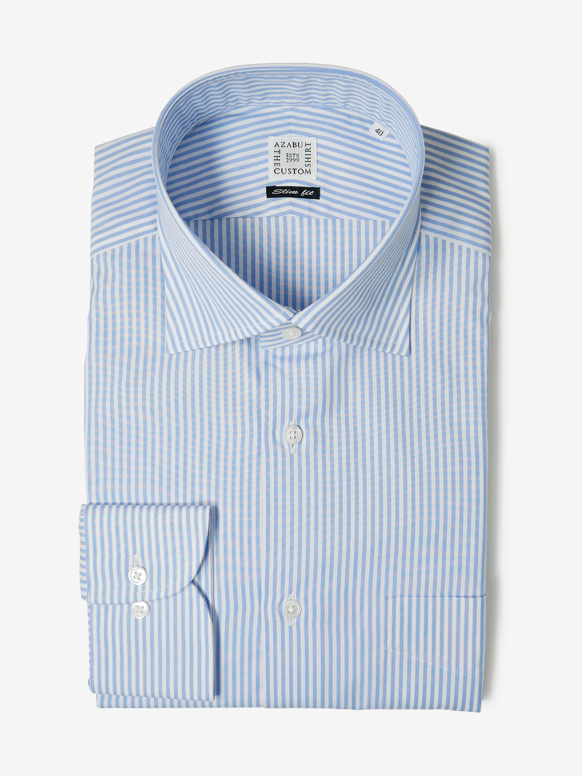 Striped Slim Fit Shirt|サックス