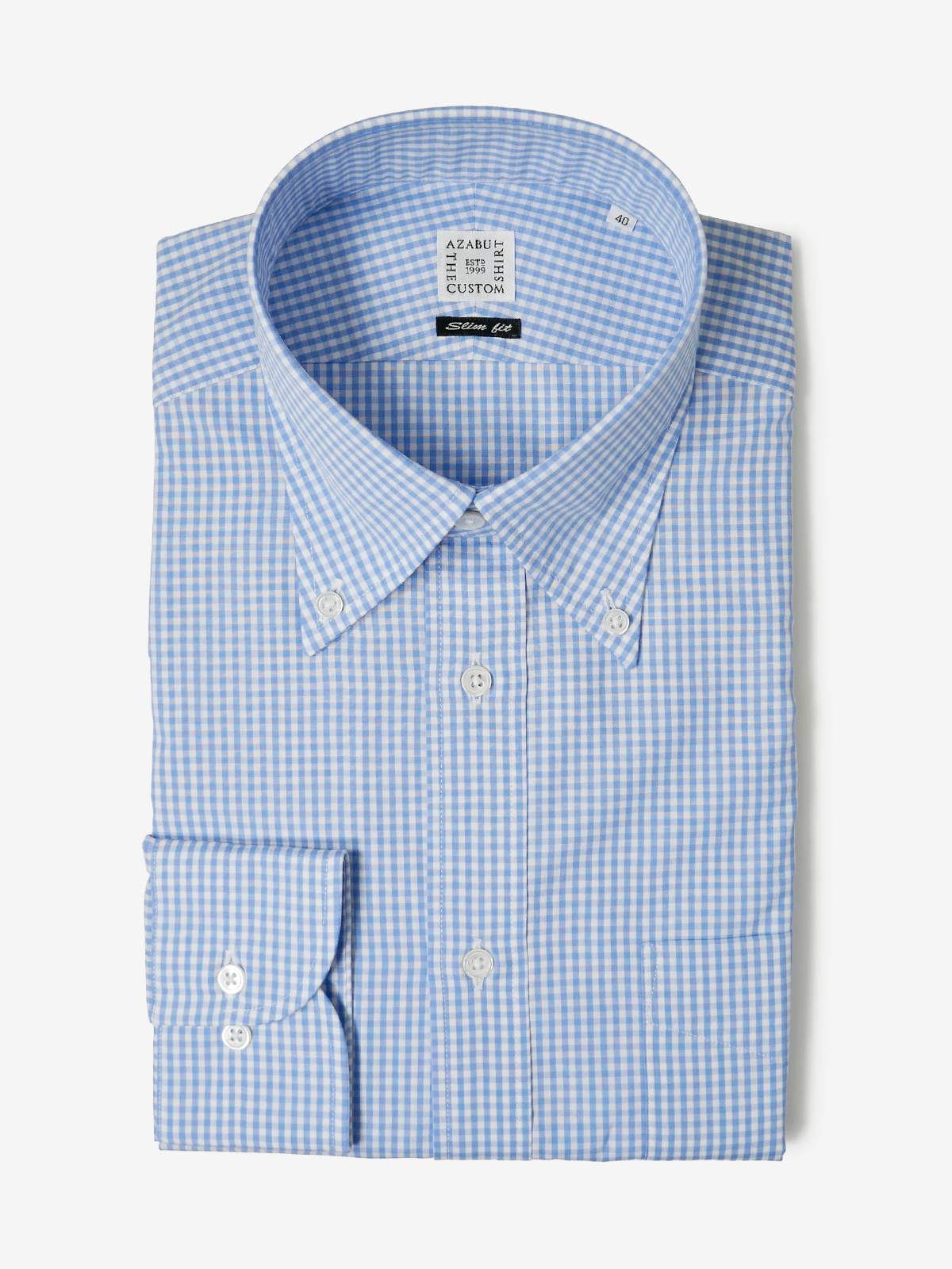 Checked Slim Fit Shirt|サックス