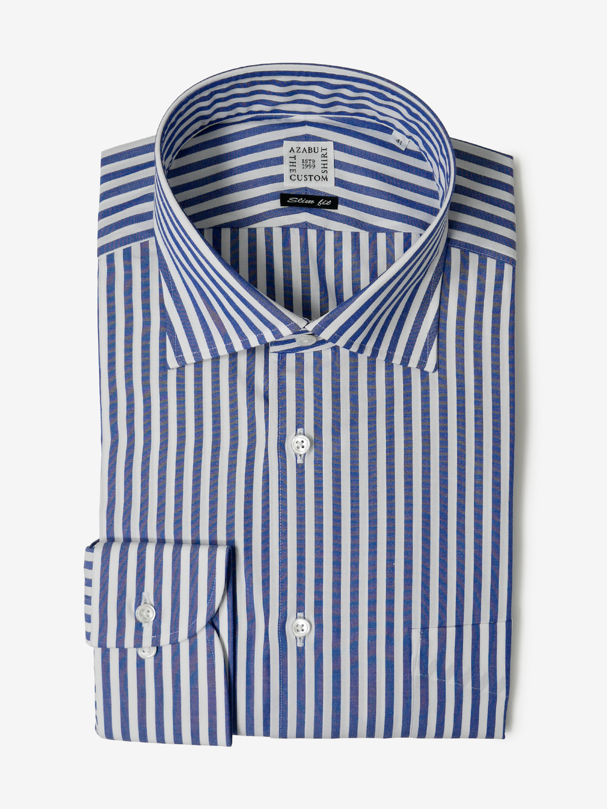 Striped Slim Fit Shirt|ネイビー