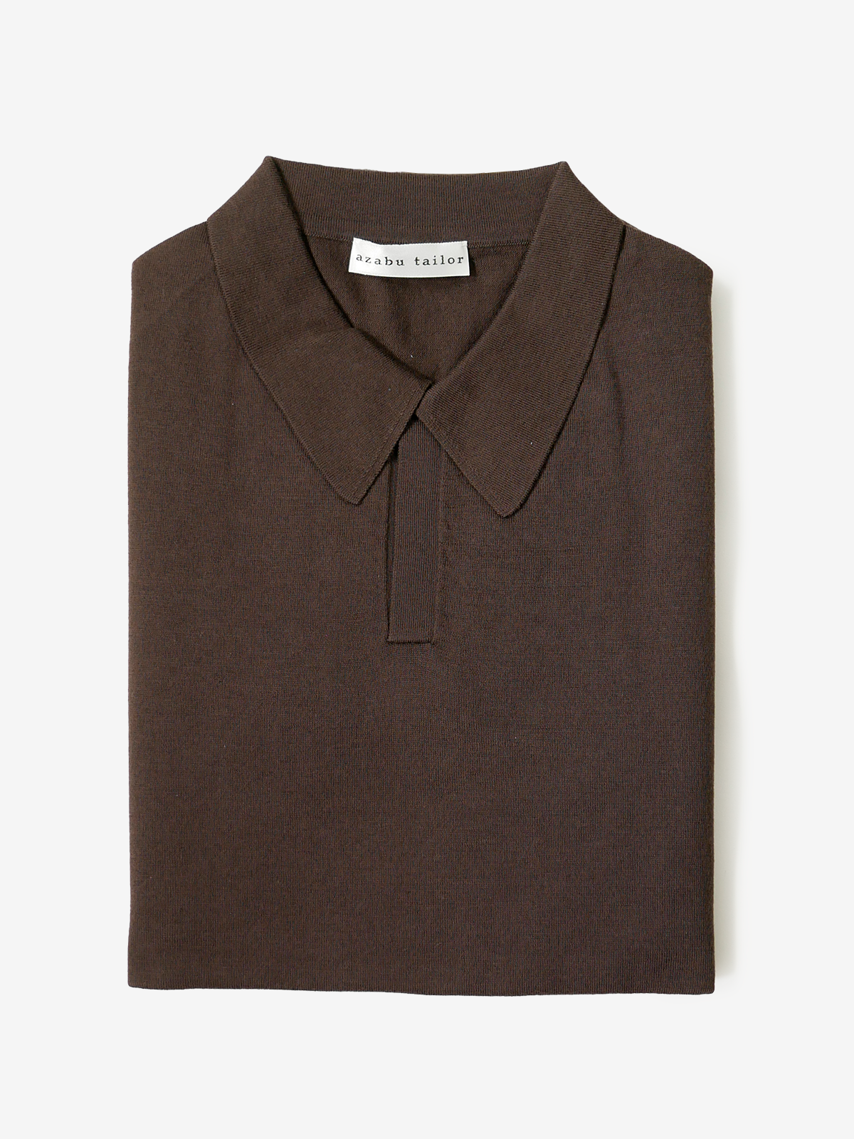 Cotton Knit Skipper Collar Polo Shirt｜ブラウン
