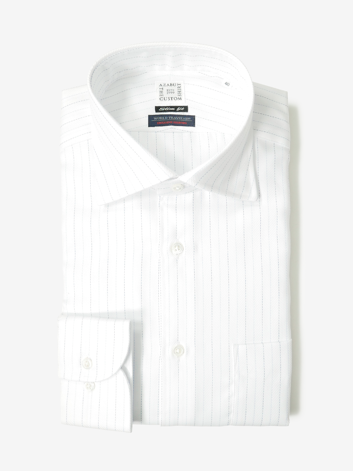 Herringbone Slim Fit Shirt｜ブルー