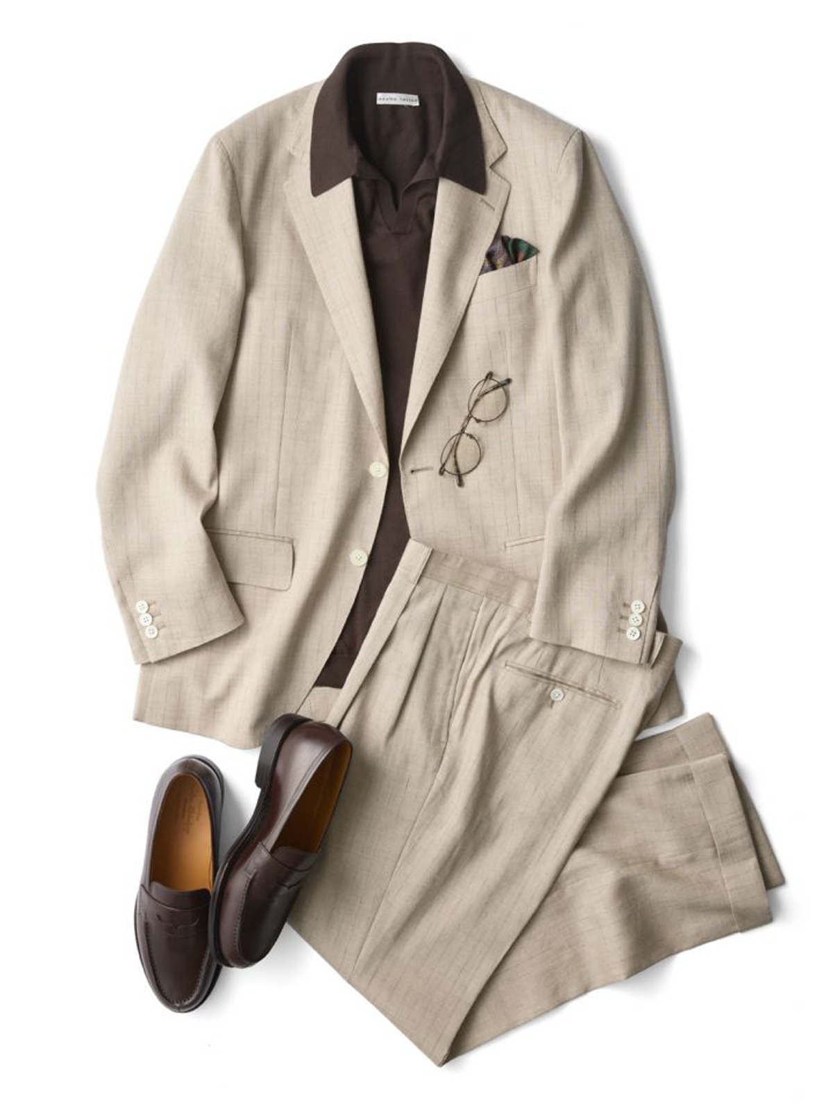 Cotton Knit Skipper Collar Polo Shirt｜ブラウン