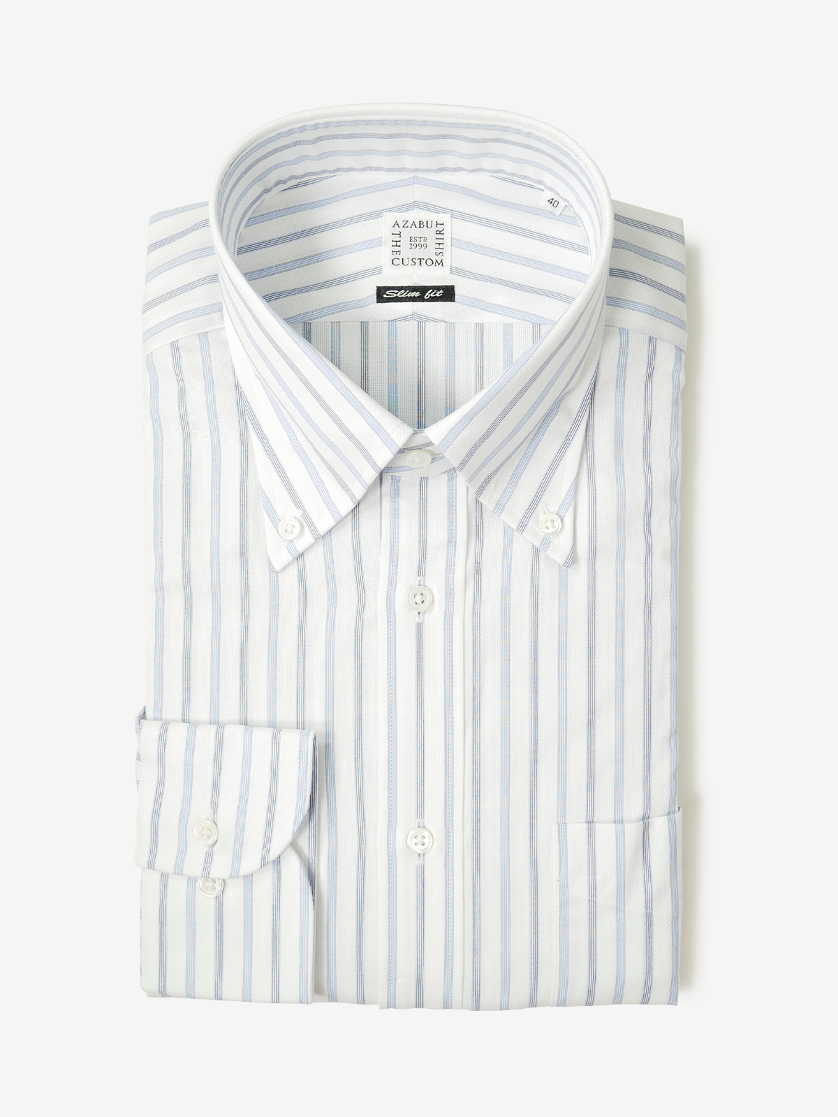 Striped Slim Fit Shirt｜ブルー