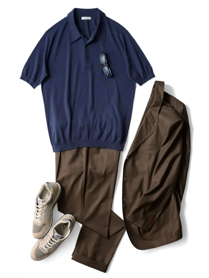 Cotton Knit Polo Shirt｜ブルー