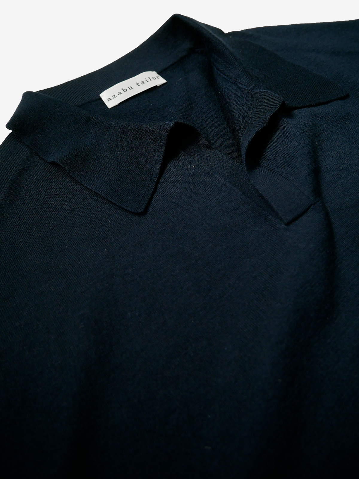 Cotton Knit Skipper Collar Polo Shirt｜ネイビー