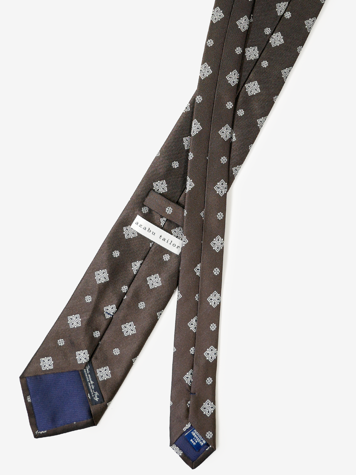 【極美品】麻布テーラー　Italian Vintage Fabric ネクタイ シルク ネクタイ 小紋柄｜ブラウン｜オーダースーツ・オーダーシャツの