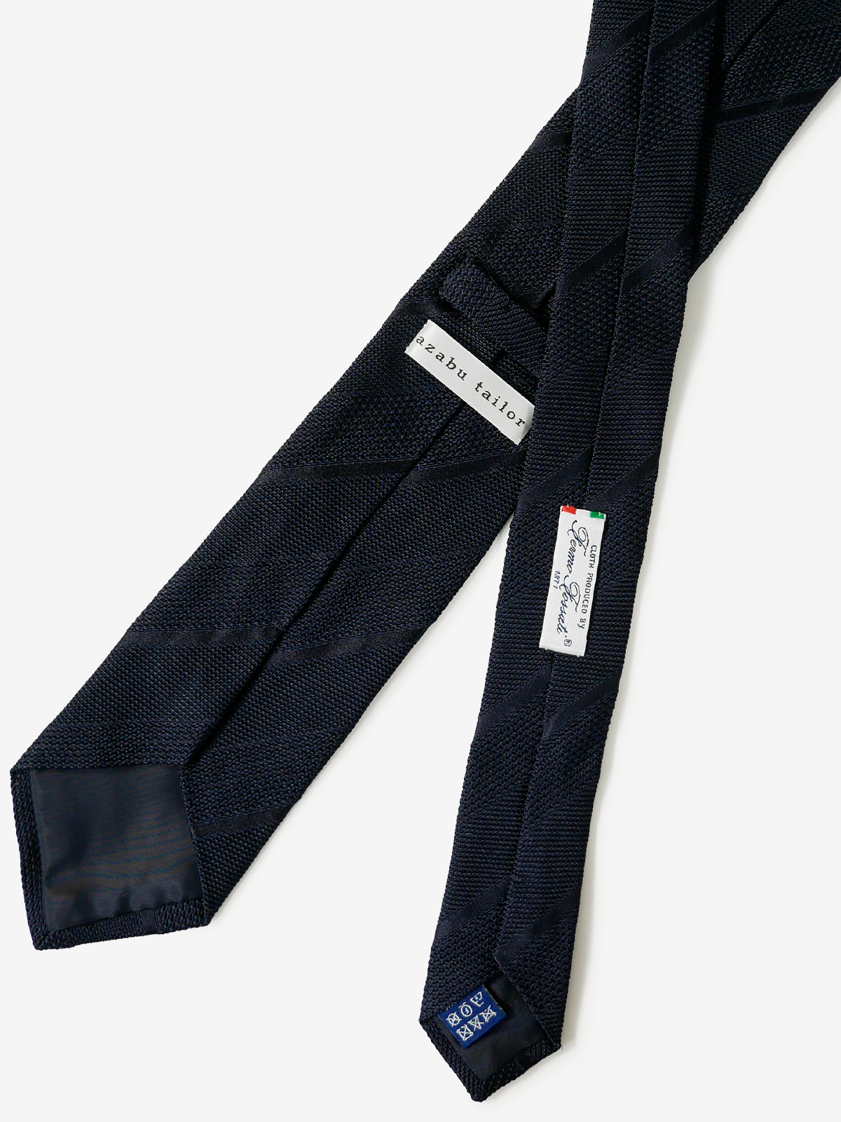 Fermo Fossati｜Striped Garza Tie｜ネイビー