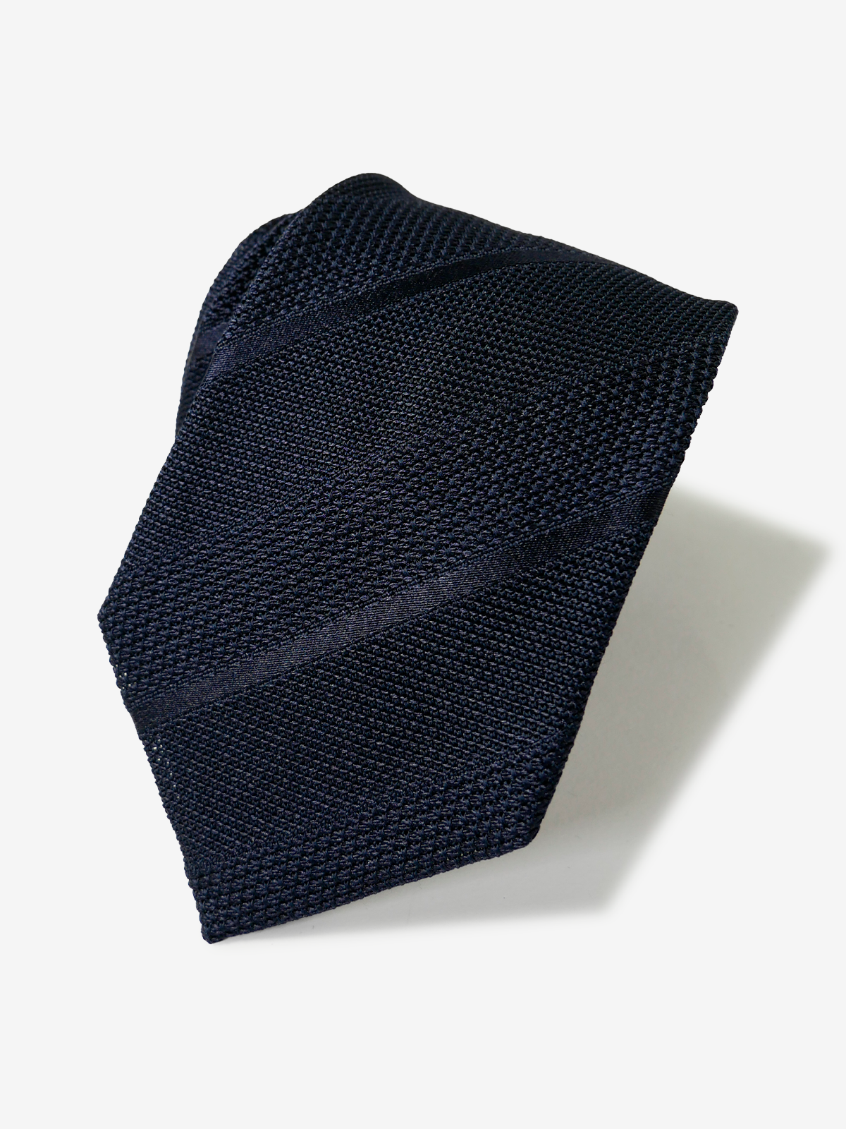 Fermo Fossati｜Striped Garza Tie｜ネイビー