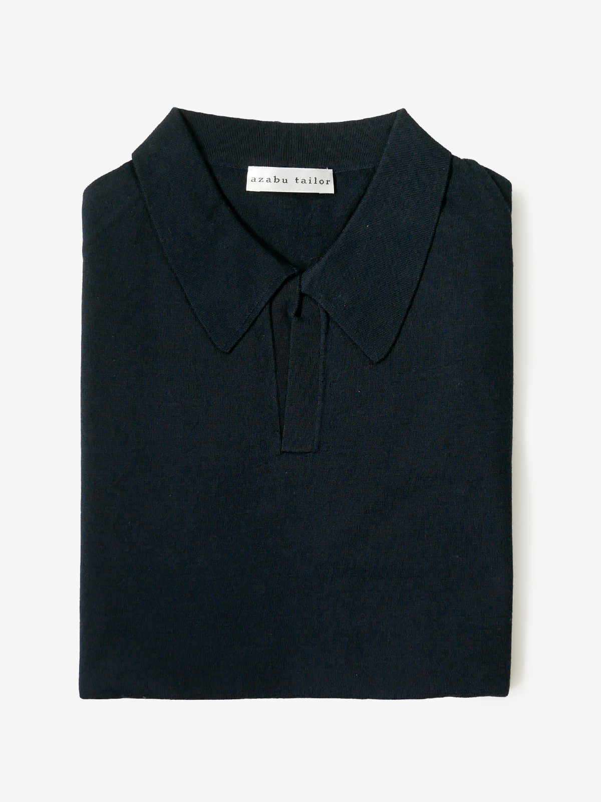 Cotton Knit Skipper Collar Polo Shirt｜ネイビー